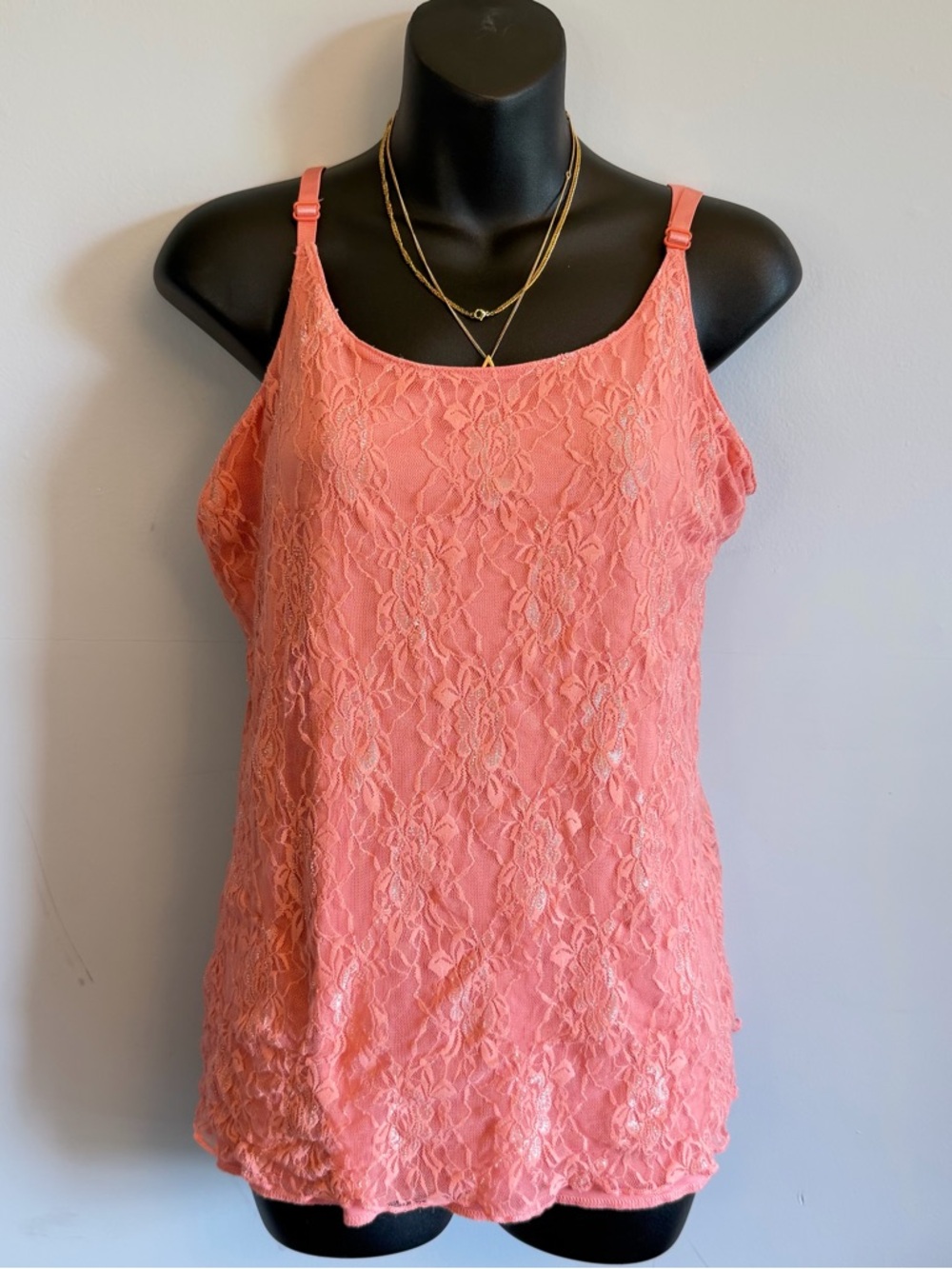 Coral Lace Tank Top - Womens Sleeveless Layering Camisole
